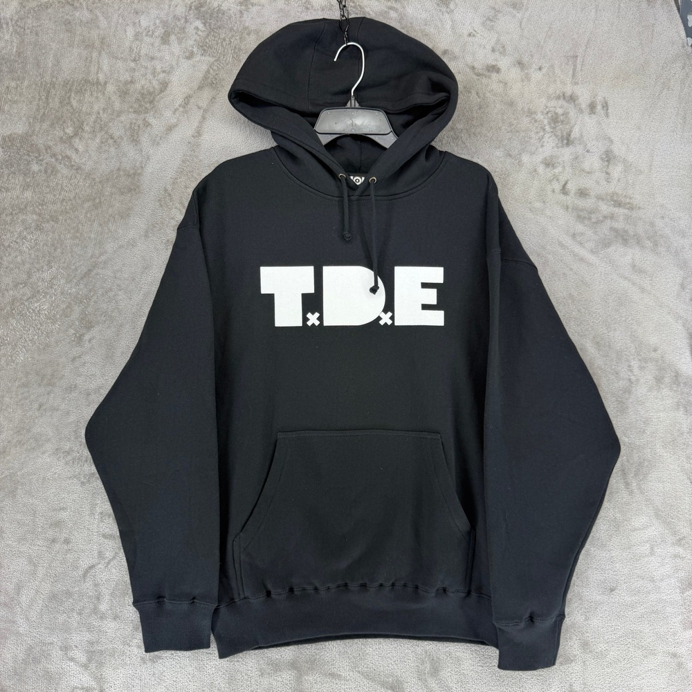 TDE Top Dawg Entertainment Hoodie Black White Logo Kendrick Lamar Mens Large USA